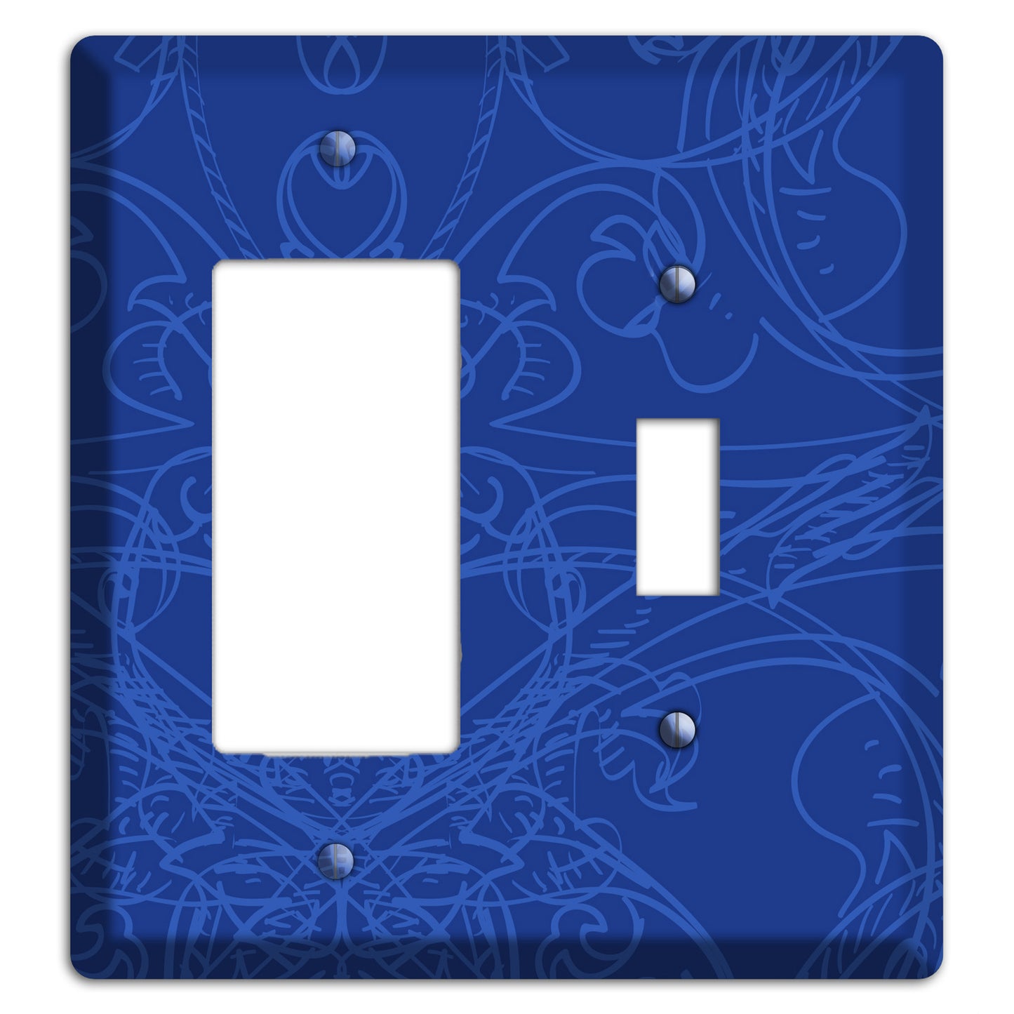 Blue Deco Sketch Rocker / Toggle Wallplate