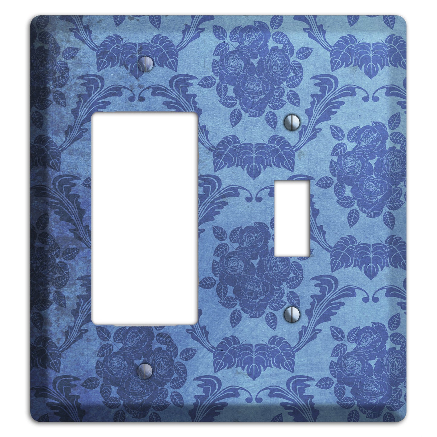 Polo Blue Vintage Rose Damask Rocker / Toggle Wallplate