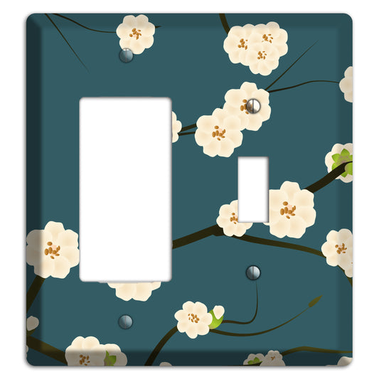 Blue Cherry Blossoms Rocker / Toggle Wallplate