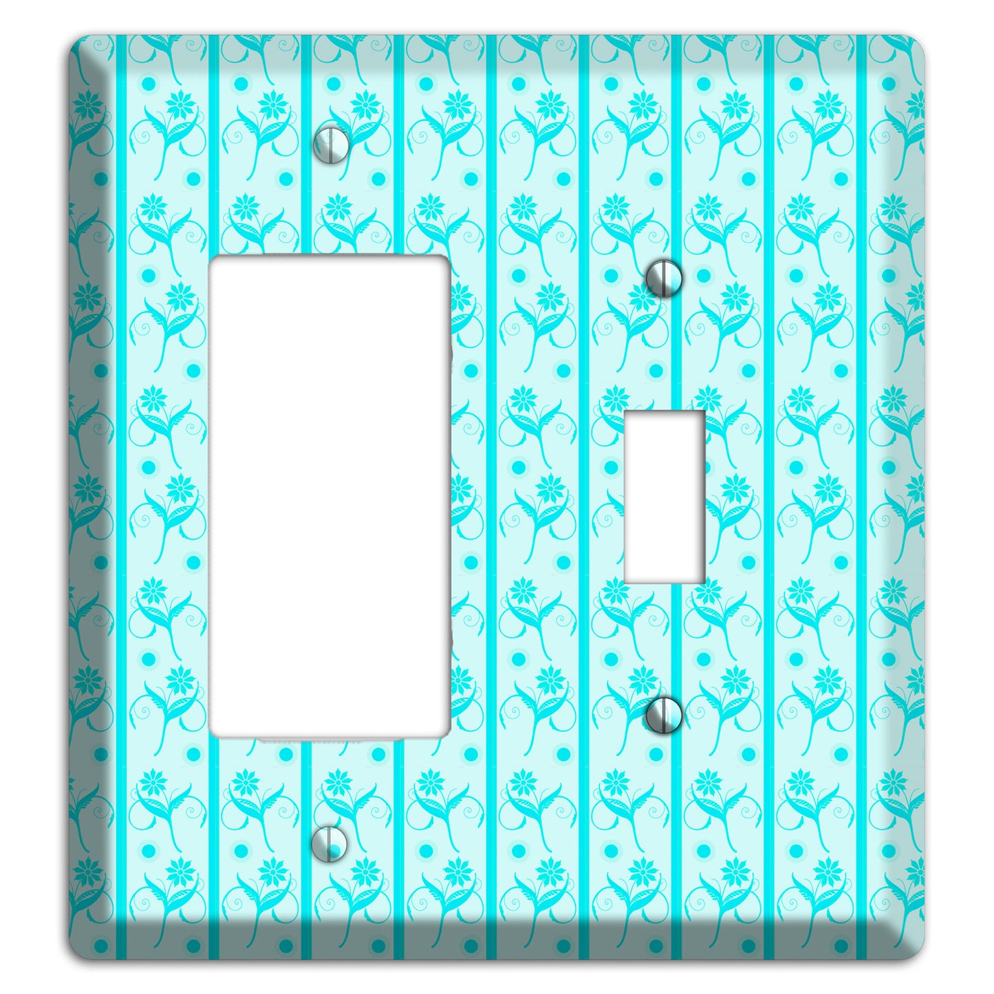 Teal Floral Pattern Rocker / Toggle Wallplate