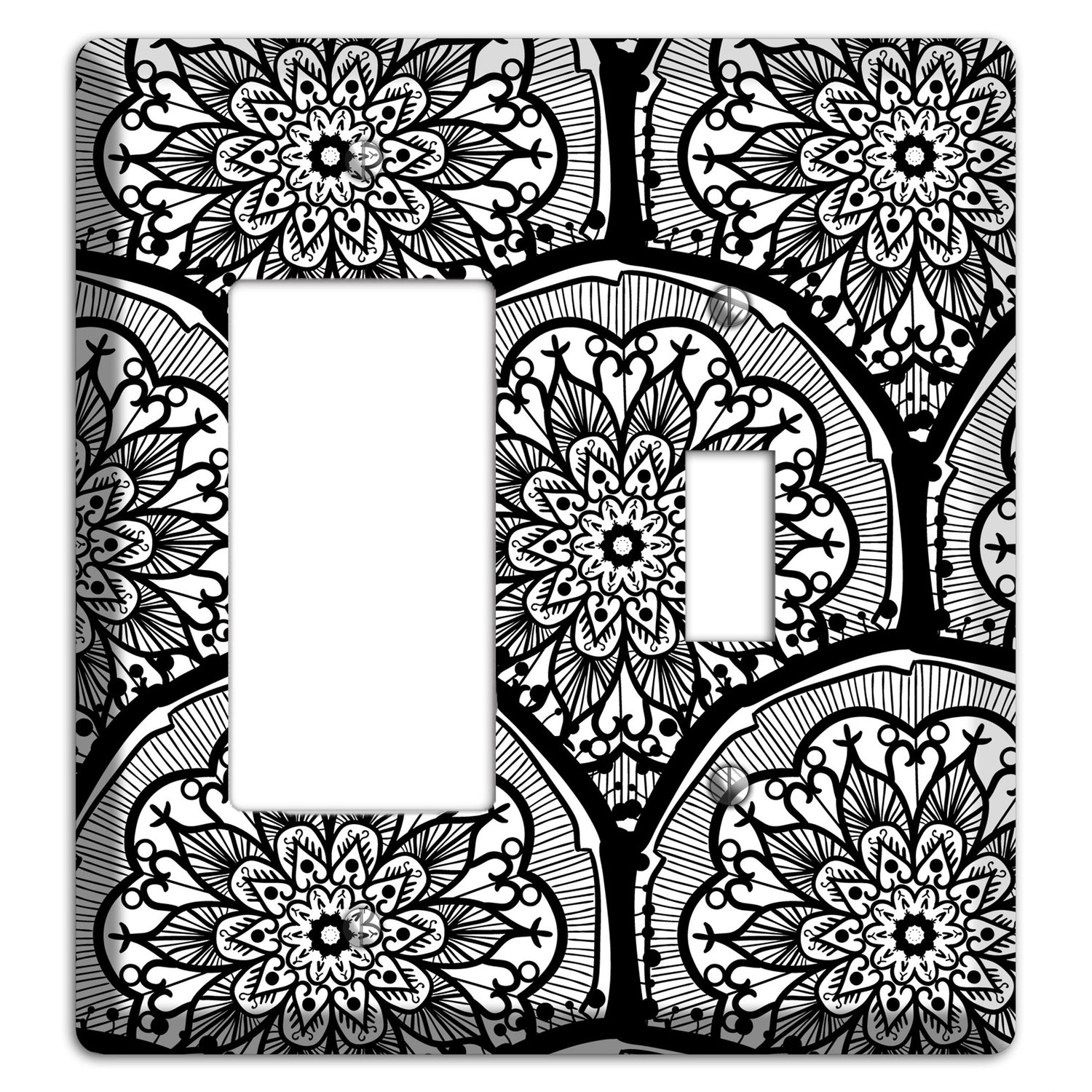 Mandala Black and White Style A Cover Plates Rocker / Toggle Wallplate