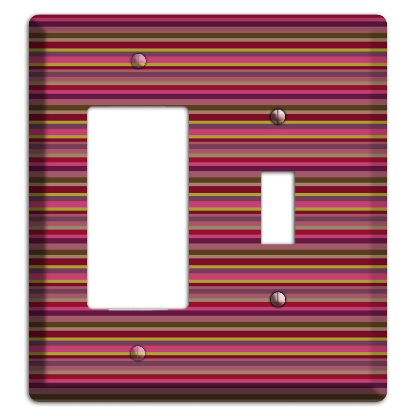 Fuschia Multi Horizontal Stripes Rocker / Toggle Wallplate