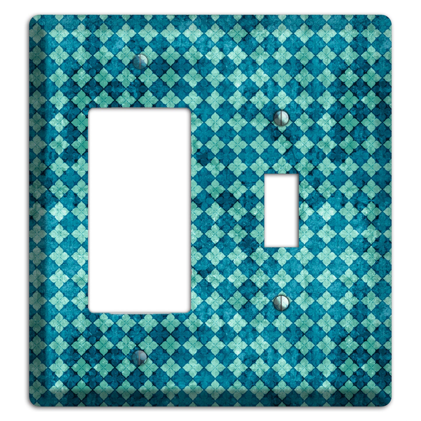 Turquoise Grunge Diamond Rocker / Toggle Wallplate