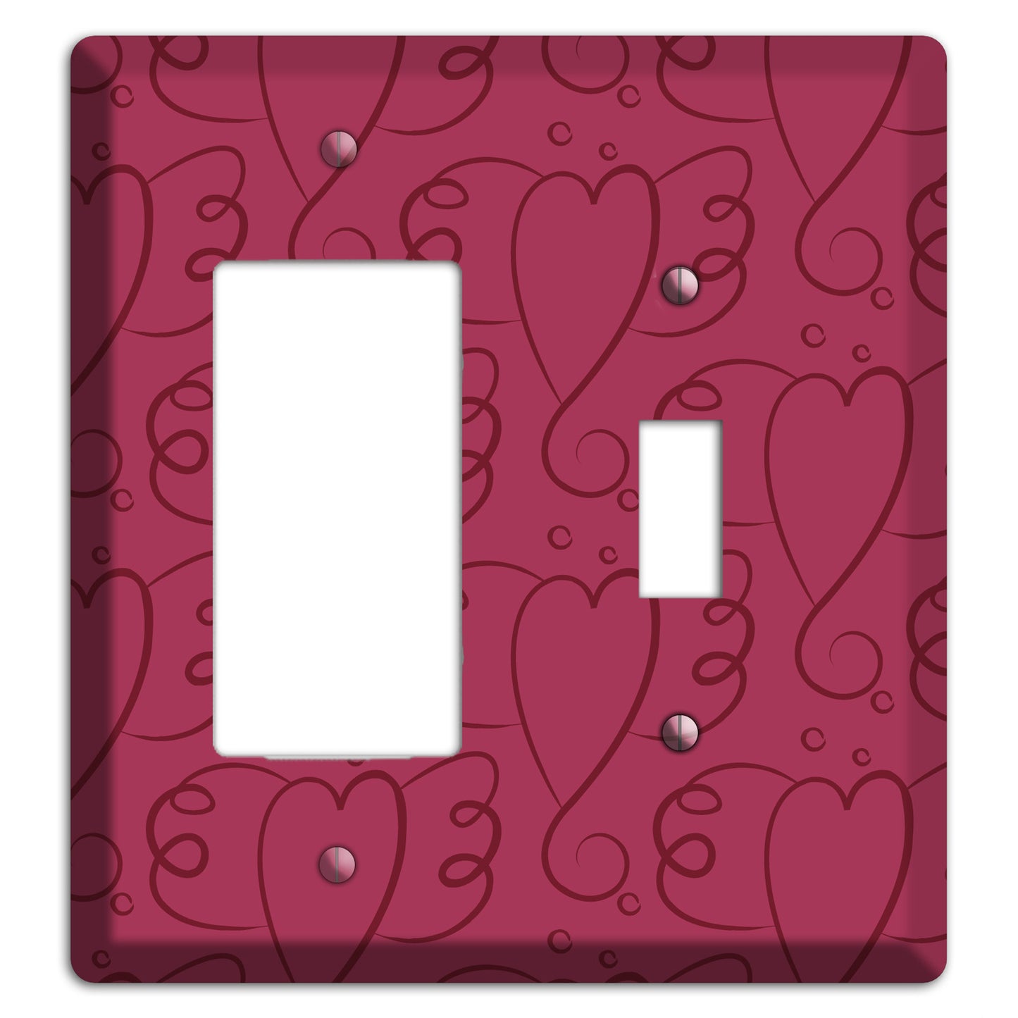 Fuschia Winged Hearts Rocker / Toggle Wallplate