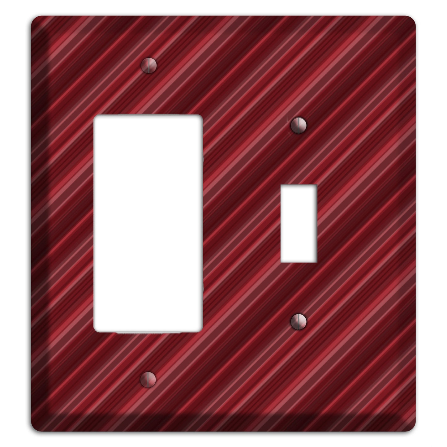 Burgundy Multi Angled Stripes Rocker / Toggle Wallplate