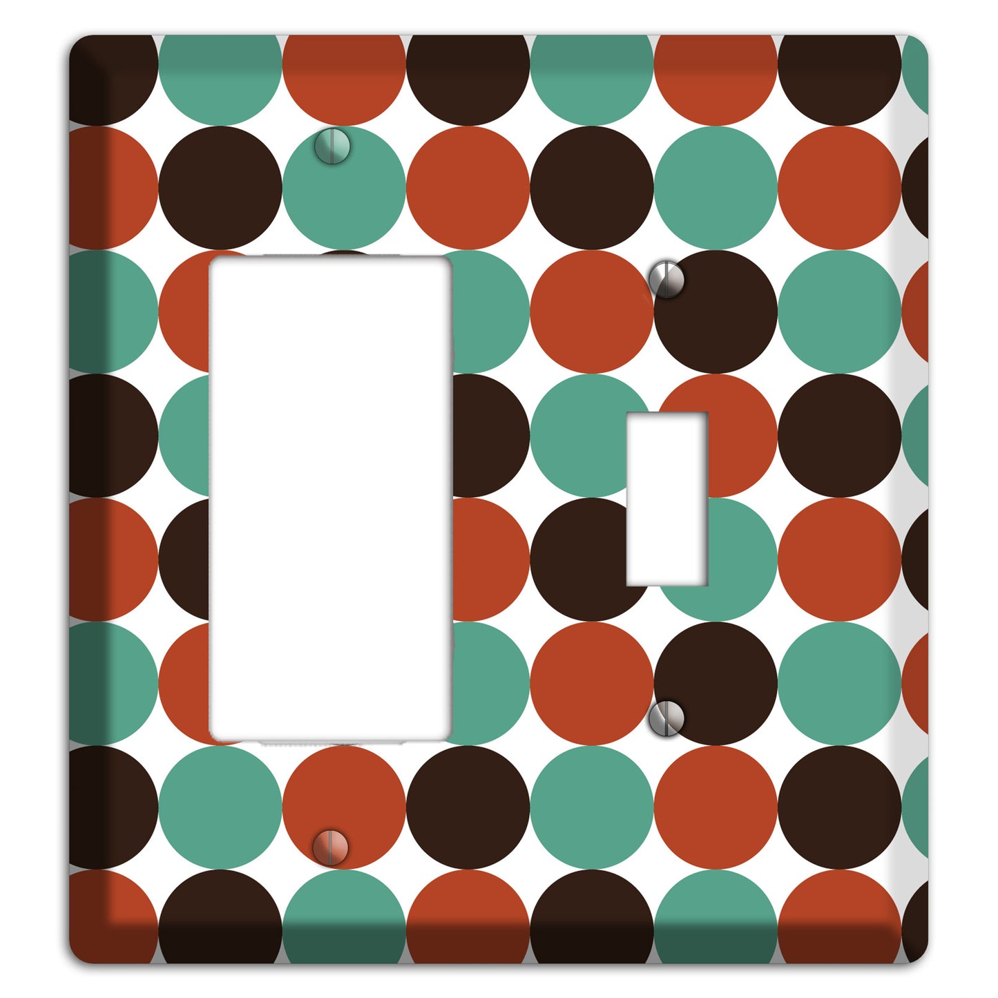 Black Teal Maroon Dots Rocker / Toggle Wallplate