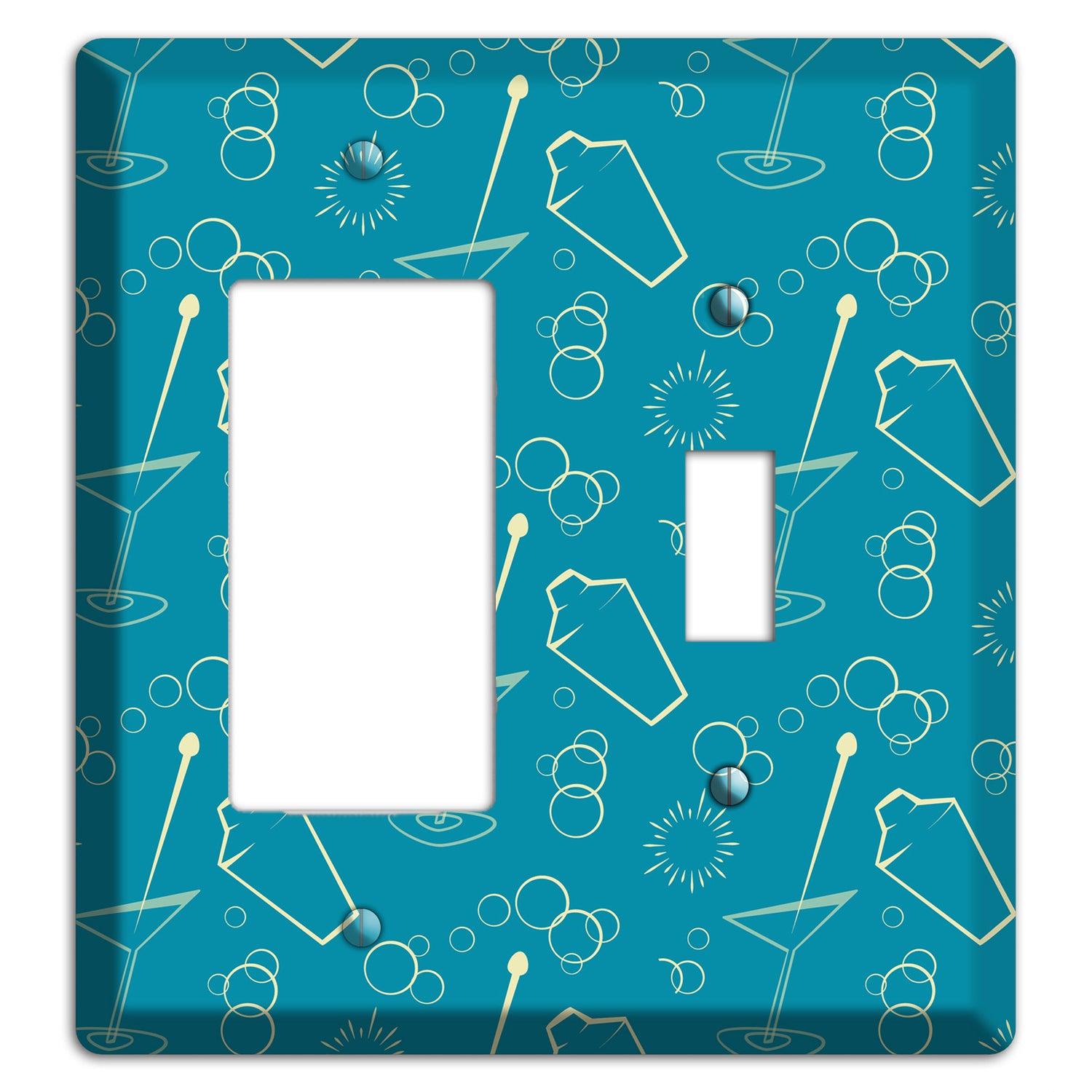 Teal Cocktail Hour Rocker / Toggle Wallplate