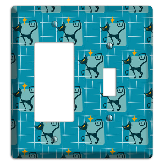 Teal Kitties Rocker / Toggle Wallplate