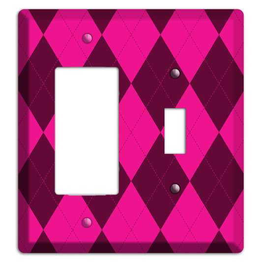 Fuschia Argyle Rocker / Toggle Wallplate