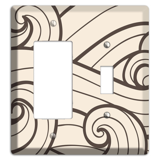 Abstract Curl Beige Rocker / Toggle Wallplate