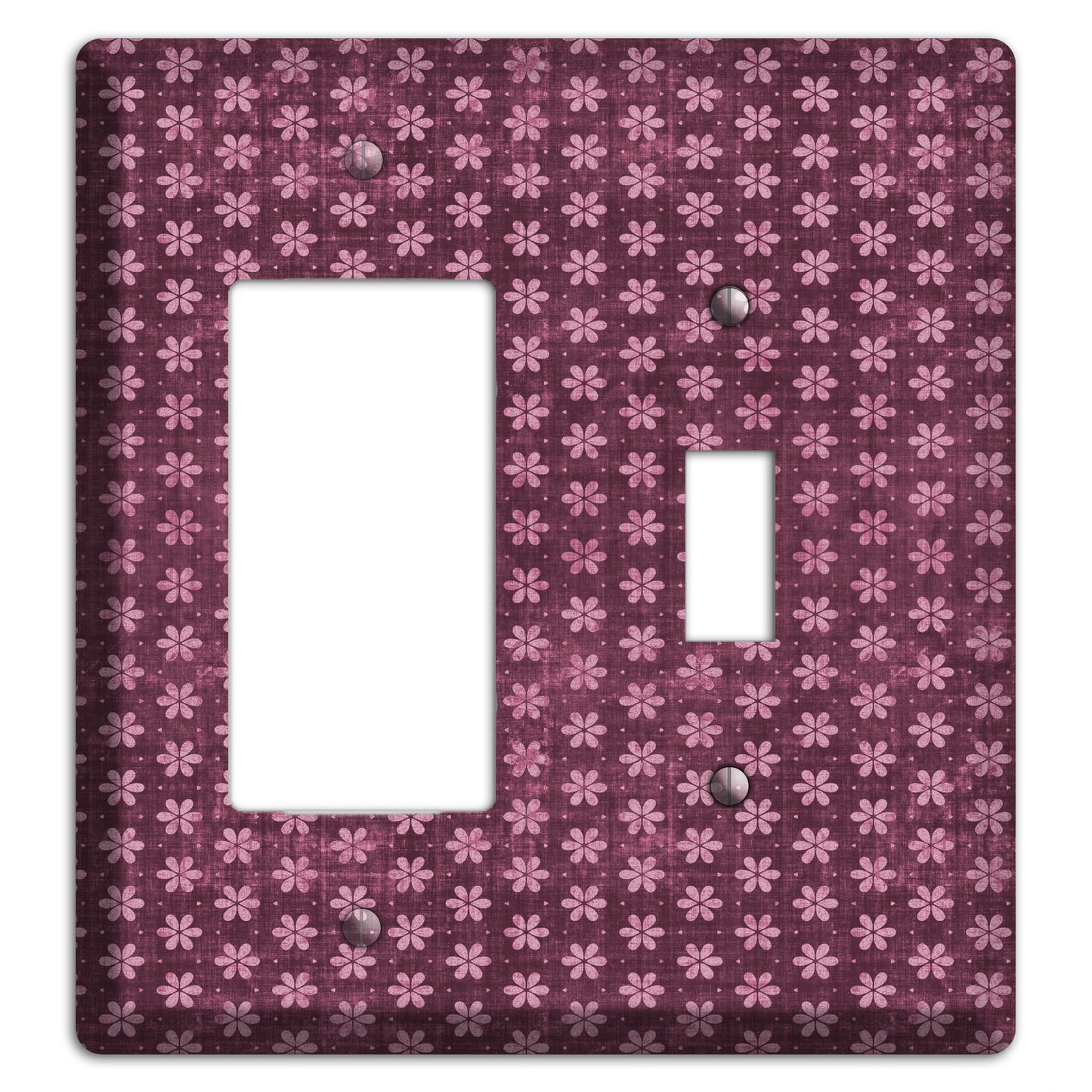 Burgundy Grunge Floral Contour Rocker / Toggle Wallplate