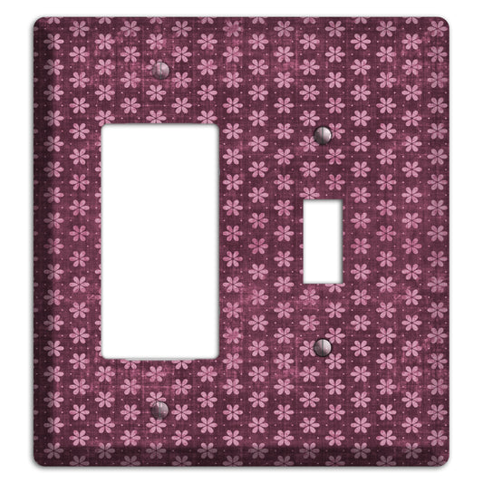 Burgundy Grunge Floral Contour Rocker / Toggle Wallplate