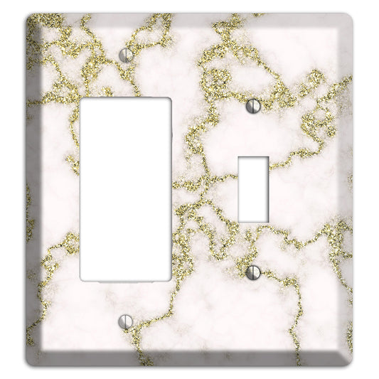 White and Gold Marble Shatter Rocker / Toggle Wallplate