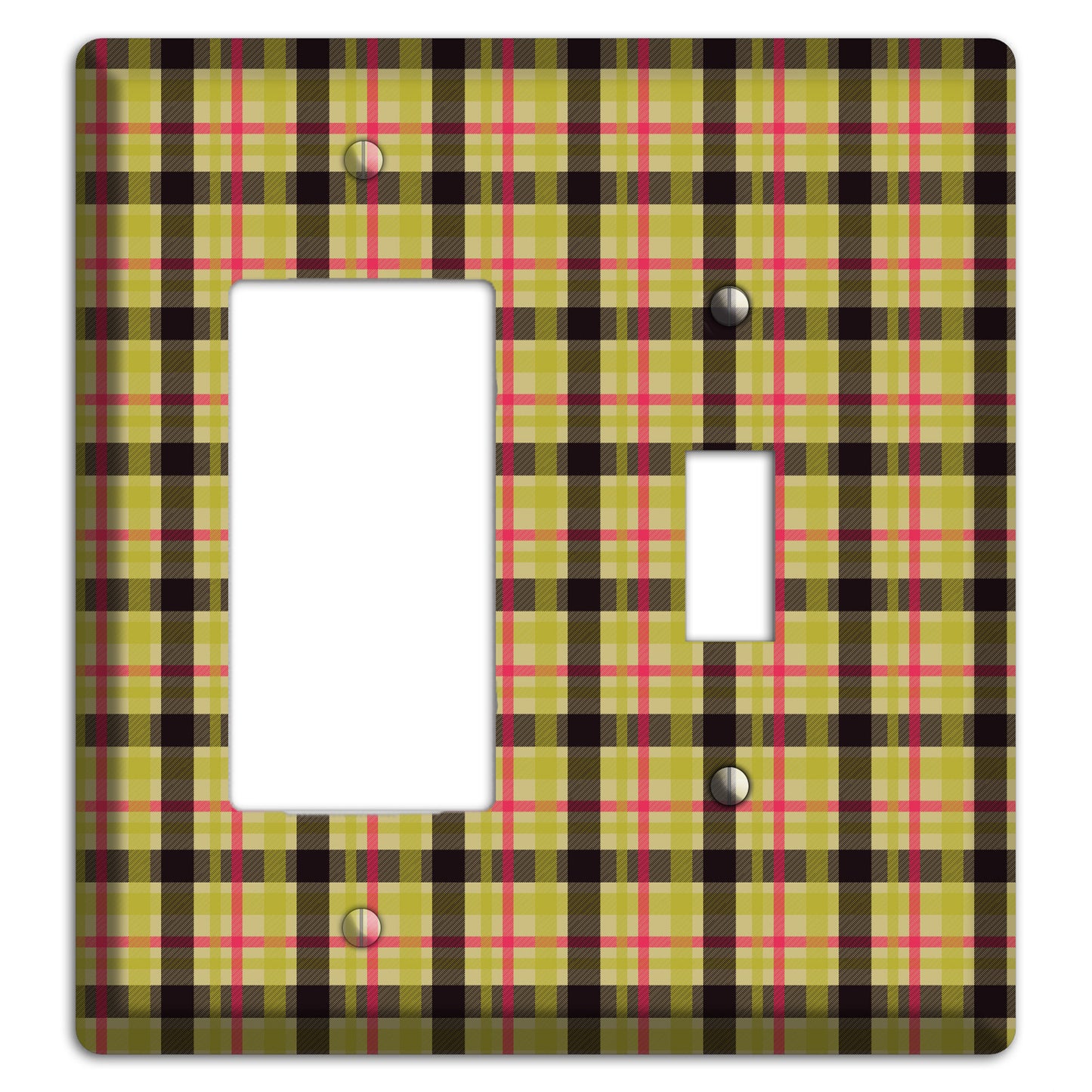 Yellow Black Red Plaid Rocker / Toggle Wallplate