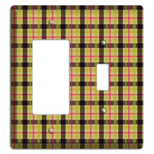 Yellow Black Red Plaid Rocker / Toggle Wallplate