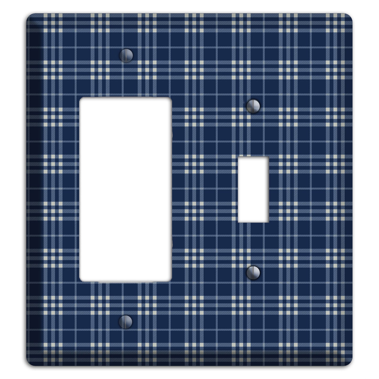 Blue and White Plaid Rocker / Toggle Wallplate