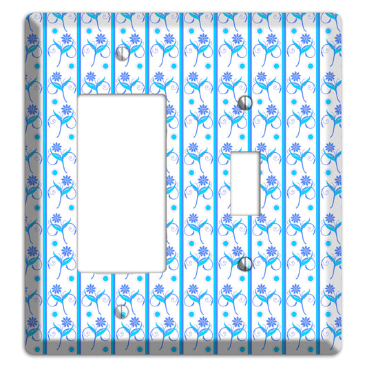 Blue Floral Pattern Rocker / Toggle Wallplate