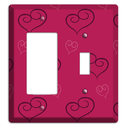 Fuschia Scroll Heart 2 Rocker / Toggle Wallplate