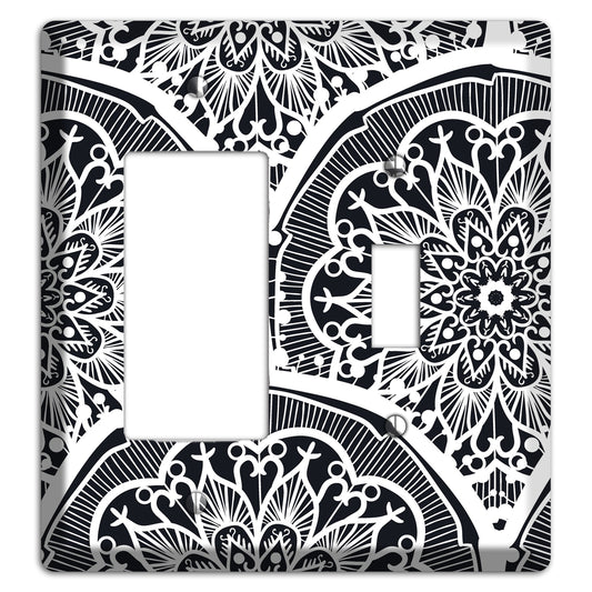 Mandala Black and White Style O Cover Plates Rocker / Toggle Wallplate