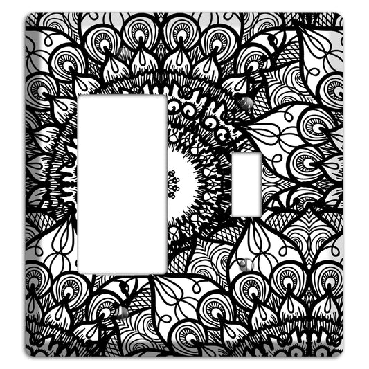 Mandala Black and White Style V Cover Plates Rocker / Toggle Wallplate