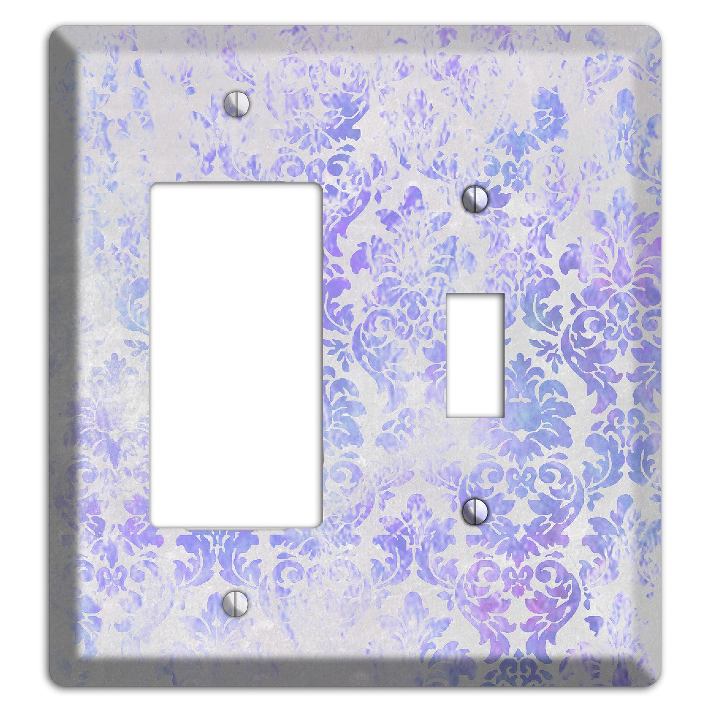 Periwinkle Gray Whimsical Damask Rocker / Toggle Wallplate