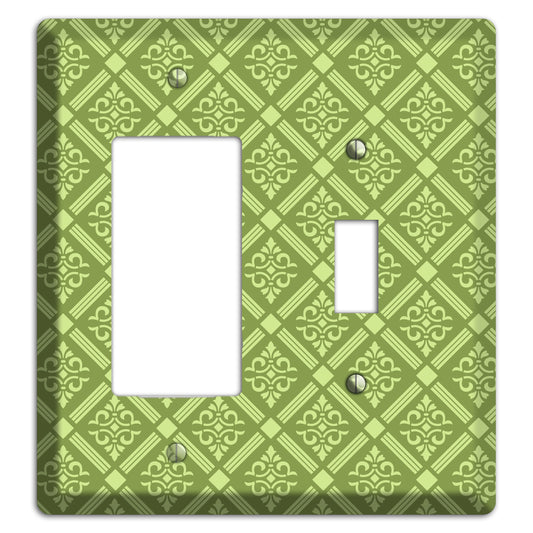 Green Damask diamonds Rocker / Toggle Wallplate