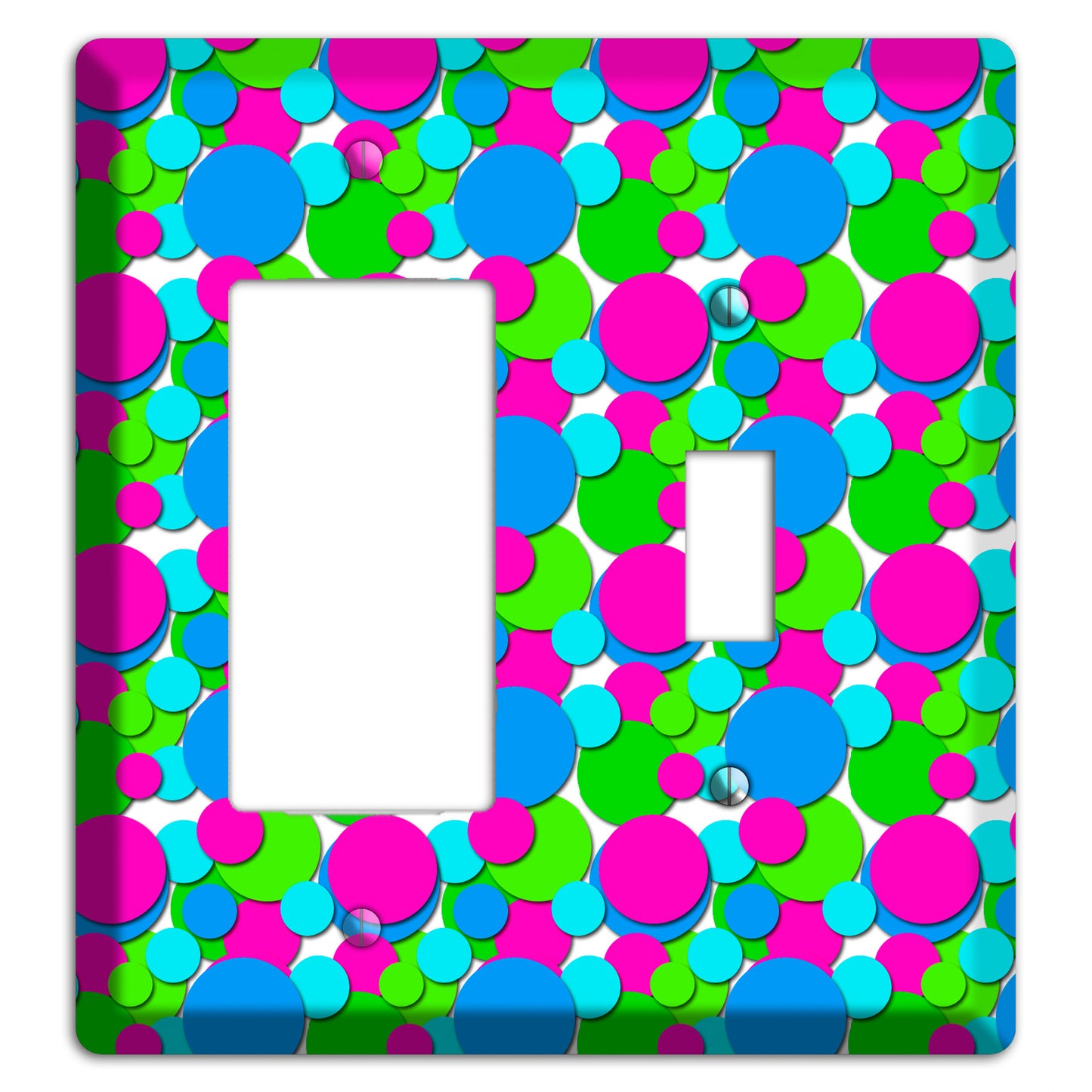 Fuschia Lime Blue Bubble Dots Rocker / Toggle Wallplate