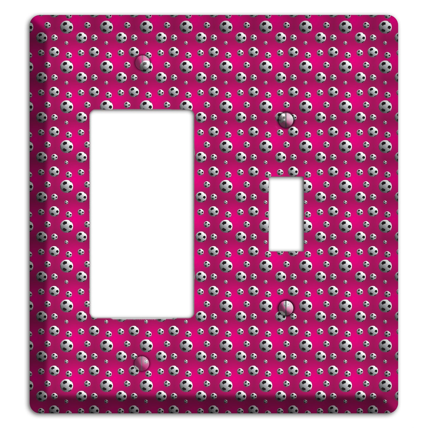 Fuschia with Soccer Balls Rocker / Toggle Wallplate