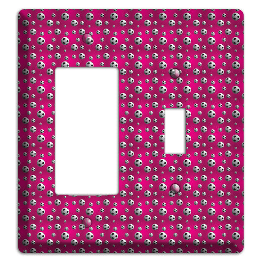 Fuschia with Soccer Balls Rocker / Toggle Wallplate