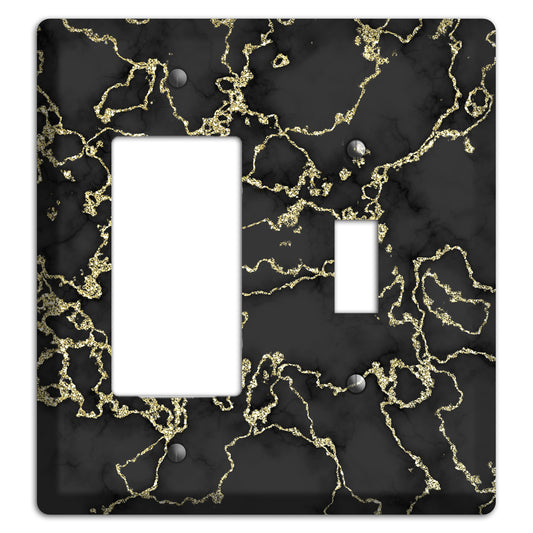 Black and Gold Marble Shatter Rocker / Toggle Wallplate