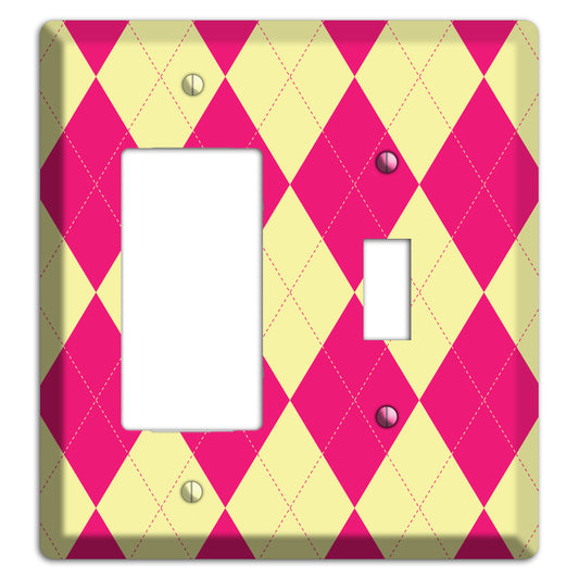 Pink and Yellow Argyle Rocker / Toggle Wallplate