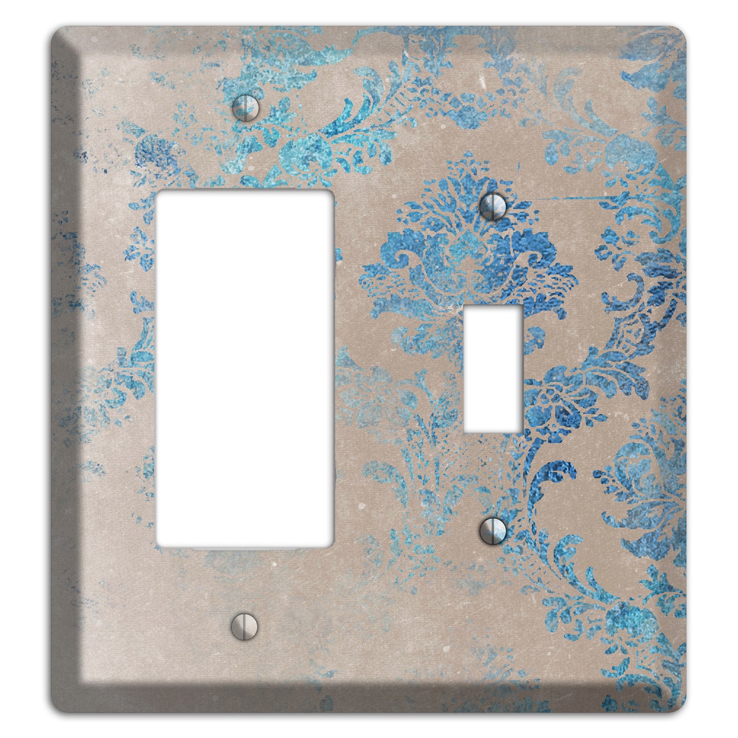 Pewter Whimsical Damask Rocker / Toggle Wallplate