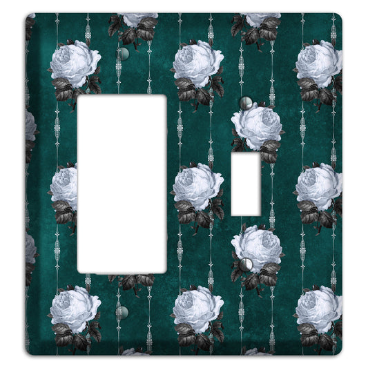 Dramatic Floral Teal Rocker / Toggle Wallplate