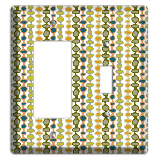 Multi Olive and Mustard Bead and Reel 2 Rocker / Toggle Wallplate