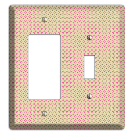 Beige with Pink Stars Rocker / Toggle Wallplate