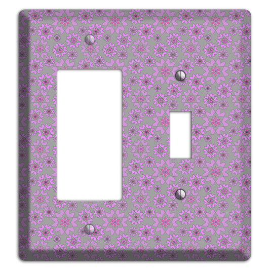 Grey with Tiny Purple Retro Suzani 2 Rocker / Toggle Wallplate