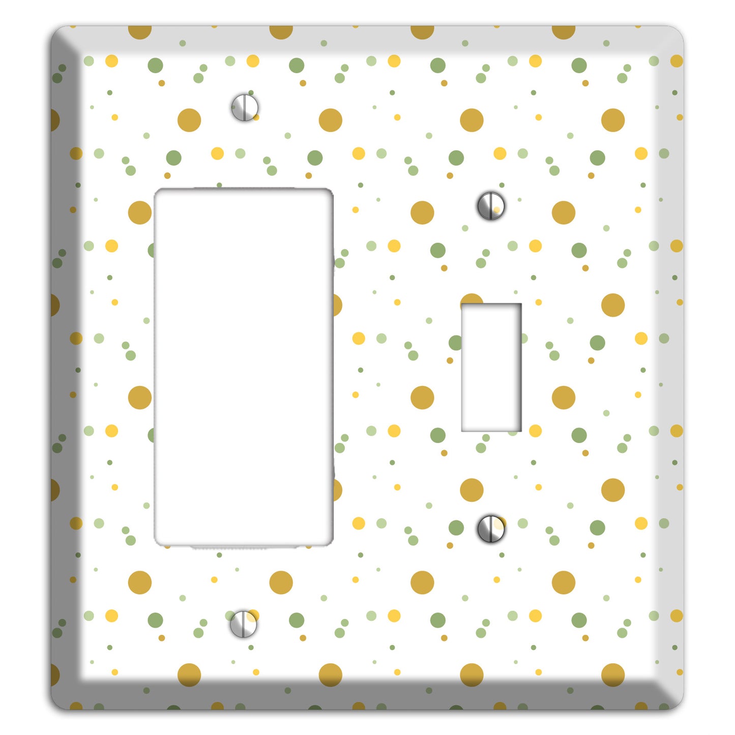 White with Multi Olive Tiny Dots Rocker / Toggle Wallplate