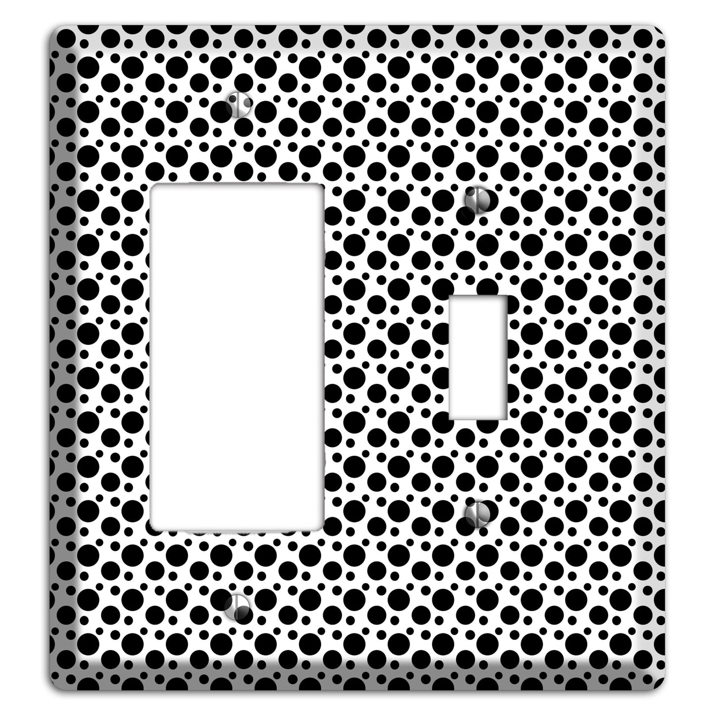 White with Black Small and Tiny Polka Dots Rocker / Toggle Wallplate