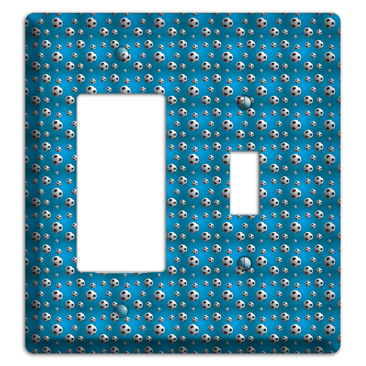 Blue with Soccer Balls Rocker / Toggle Wallplate