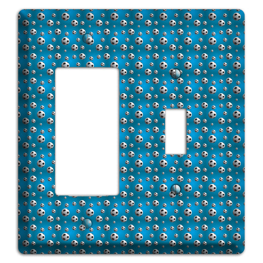 Blue with Soccer Balls Rocker / Toggle Wallplate