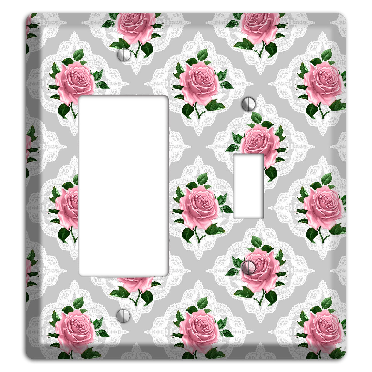 Gray Rose Doily Rocker / Toggle Wallplate