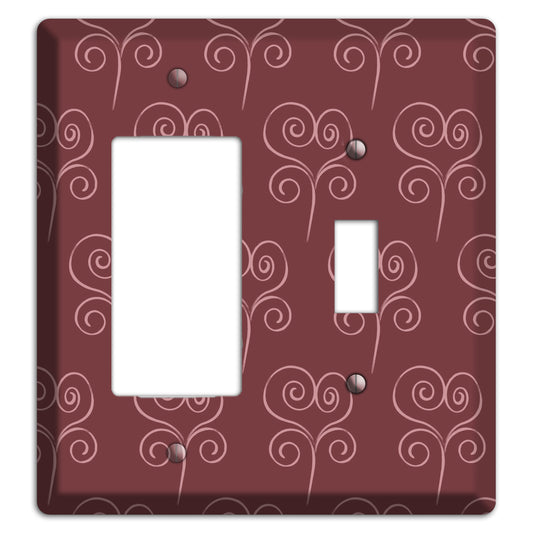 Maroon Scroll Heart Rocker / Toggle Wallplate