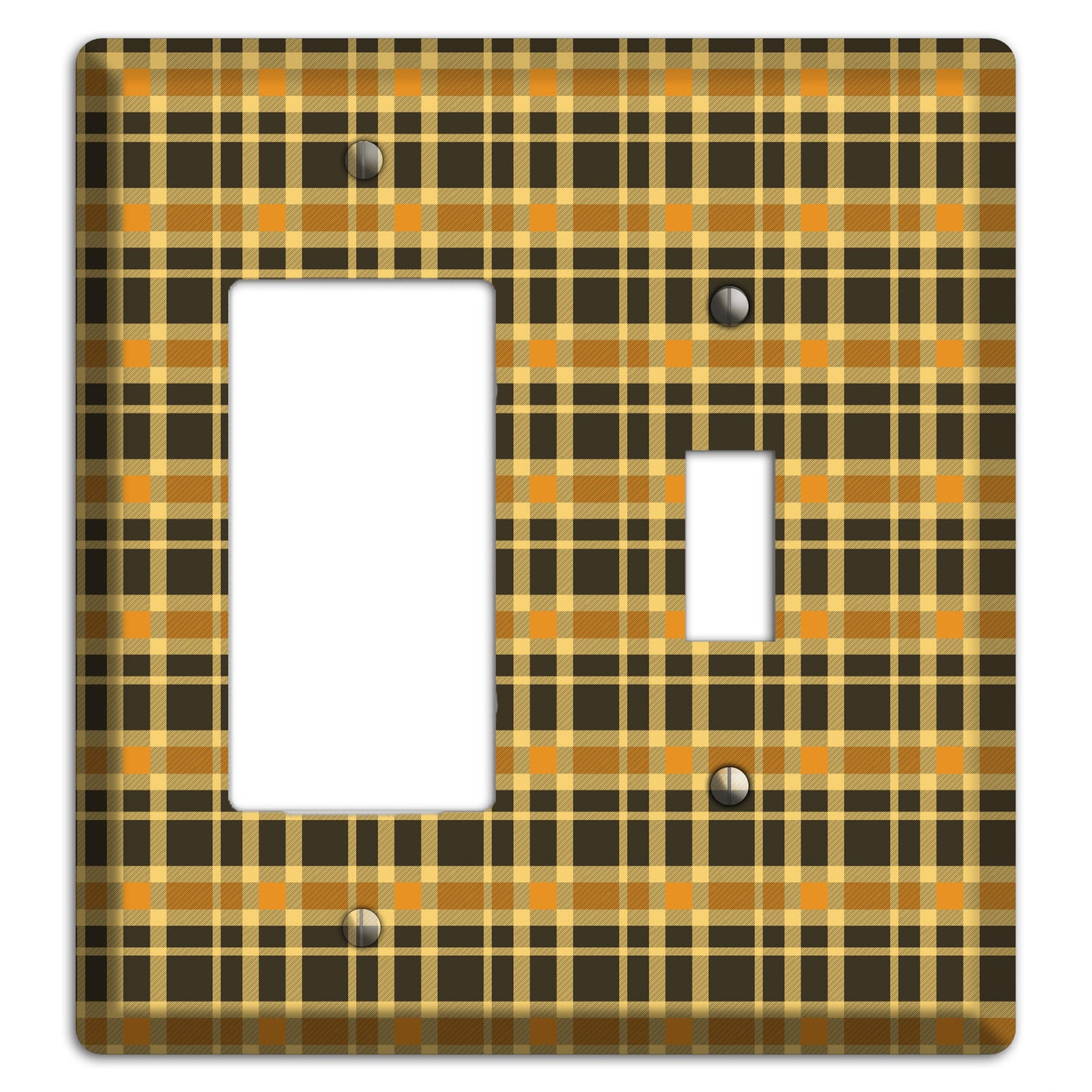 Mustard and Black Plaid Rocker / Toggle Wallplate