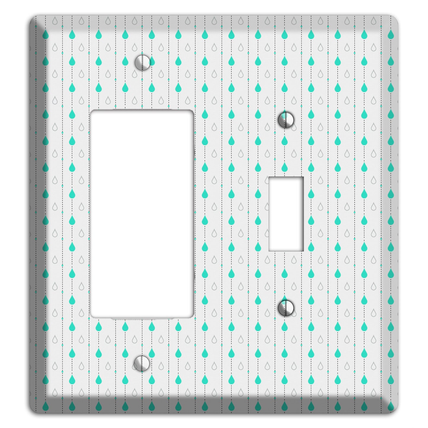 White and Blue Drops Rocker / Toggle Wallplate