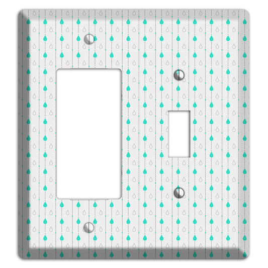 White and Blue Drops Rocker / Toggle Wallplate