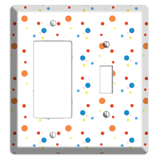 White with Multi Color Small Dots 2 Rocker / Toggle Wallplate