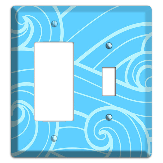 Abstract Curl Blue Rocker / Toggle Wallplate