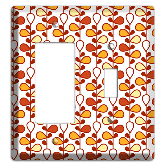 White with Red and Orange Drop and Vine Rocker / Toggle Wallplate