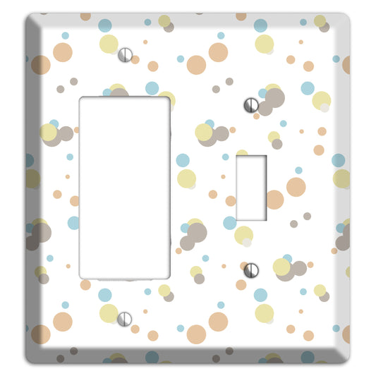 White with Soft Sage Blue and Umber Small Dots Rocker / Toggle Wallplate