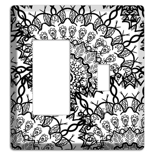 Mandala Black and White Style P Cover Plates Rocker / Toggle Wallplate